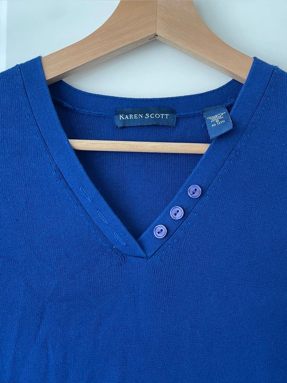 Karen Scott Royal Blue V-Neck Pullover Sweater
